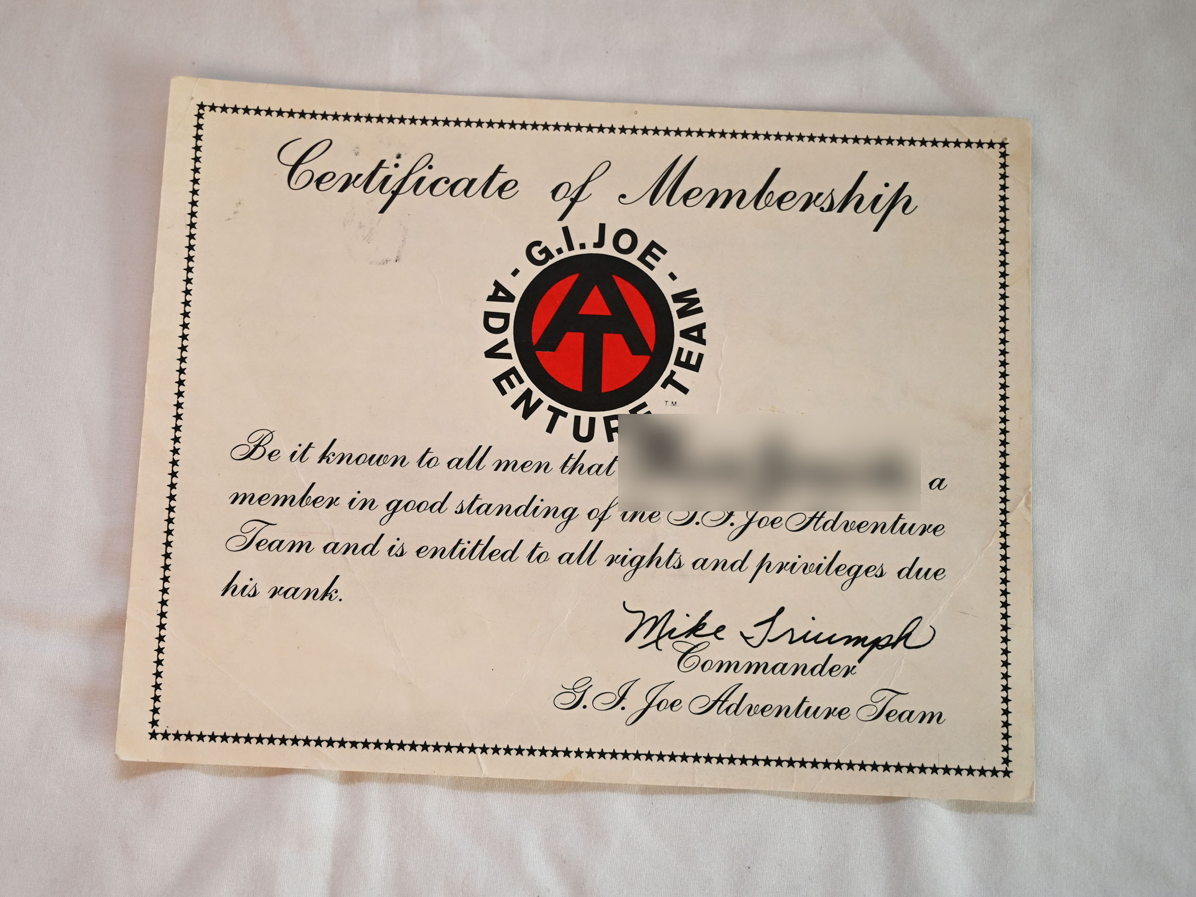 GI Joe AT Papers - Cert Front